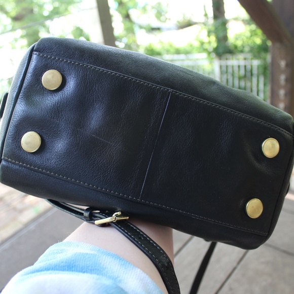 Fossil Black Leather Satchel with Gold Accents - Picture 4 of 11